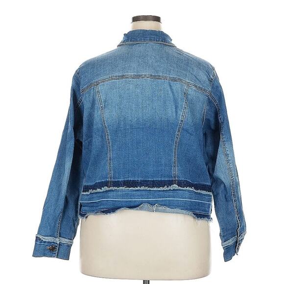 Lane Bryant Distressed Frayed Edge Cotton Stretch Denim Jacket Womens Plus Sz 22 - Picture 2 of 11